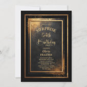 Modern Black Gold Surprise Any Age Birthday Party Kaart (Voorkant)