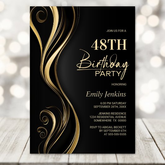 Modern Black Gold verjaardagsfeestje Kaart