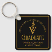 Modern Black Gold Veterinaire School Afstuderen Sleutelhanger (Voorkant)