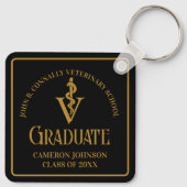 Modern Black Gold Veterinaire School Afstuderen Sleutelhanger (Achterkant)