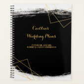 Modern Black & Gold Waterverf Geo Wedding-planner Planner (Voorkant)