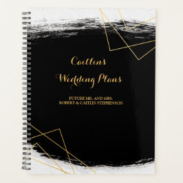 Modern Black & Gold Waterverf Geo Wedding-planner Planner