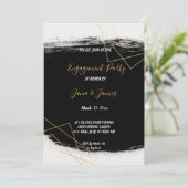 Modern Black & Gold Waterverf Geometr Verloving Kaart (Staand voorkant)