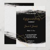 Modern Black & Gold Waterverf Geometr Verloving Kaart (Voorkant / Achterkant)