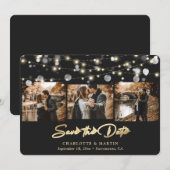 Modern Black Gold Wedding 3 Foto slaat de datum op Save The Date (Voorkant / Achterkant)