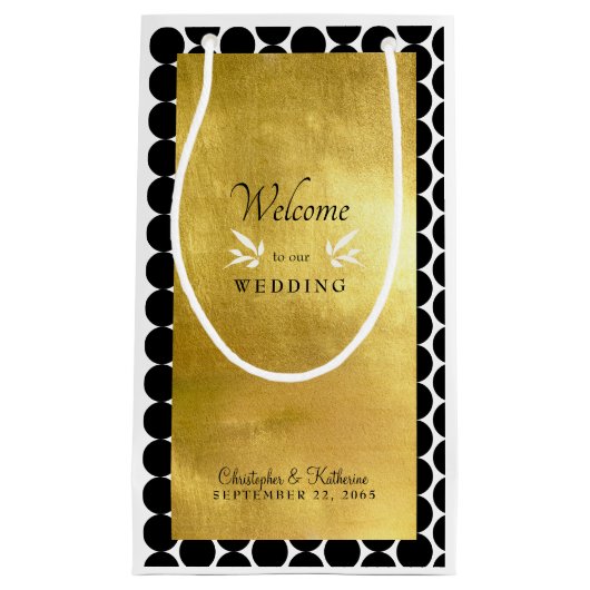 Modern Black & Gold Wedding Welkom Favor Klein Cadeauzakje (Voorkant)