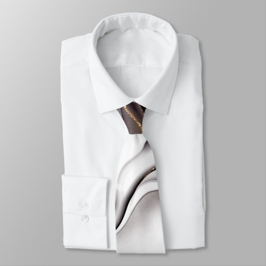 Modern Black Gold White Marble Mannen Stropdas (Gebonden)