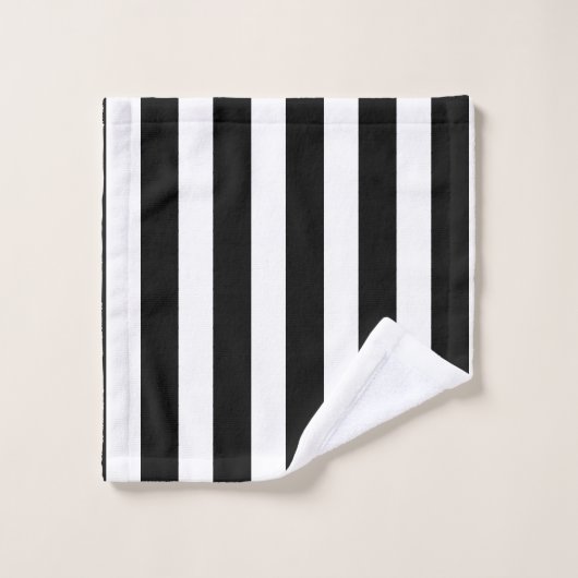Modern Black Gold White streept monogram Bath Towe Bad Handdoek (Wasdoekje)