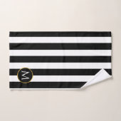 Modern Black Gold White streept monogram Bath Towe Bad Handdoek (Handdoek)