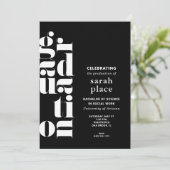 Modern Black Graduation Party Kaart (Staand voorkant)