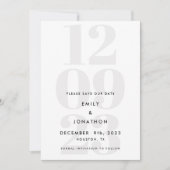 Modern Black Gray Date Typografie Save The Date (Voorkant)