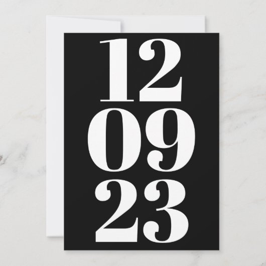 Modern Black Gray Date Typografie Save The Date (Achterkant)