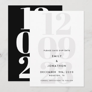 Modern Black Gray Date Typografie Save The Date