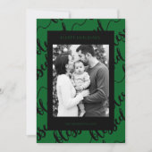 Modern Black & Green “Blessed” Script Photo Feestdagenkaart (Voorkant)