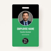 Modern Black Green Employee Identification Card Badge (Voorkant)