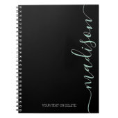 Modern Black Green Name Monogram Initiaal Notitieb Notitieboek (Voorkant)