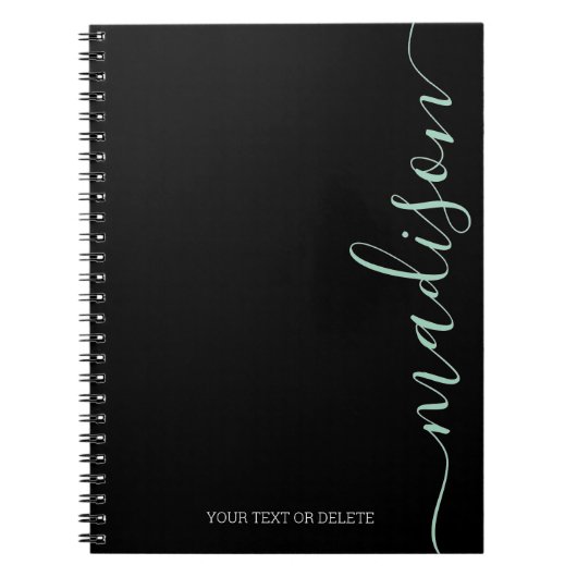 Modern Black Green Name Monogram Initiaal Notitieb Notitieboek (Voorkant)