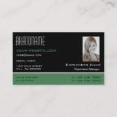Modern Black Green White met foto Professional Visitekaartje (Achterkant)