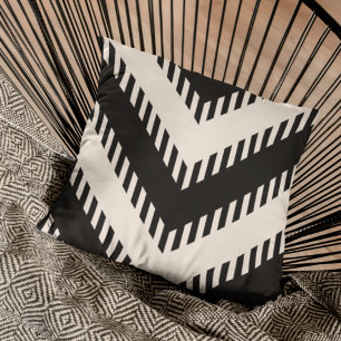 Modern Black Greige Gray Geometric Stripes Pattern Kussen