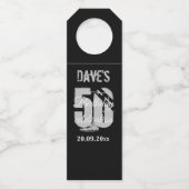 Modern Black Grey 50th Any Birthday Party Favors Flessenhanger (Voorkant)