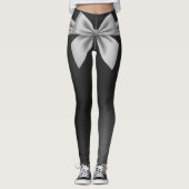 Modern Black Grey Bow Stijlvol Leggings (Voorkant)