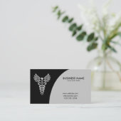 Modern Black & Grey Caduceus Pharmaceutical Visitekaartje (Staand voorkant)