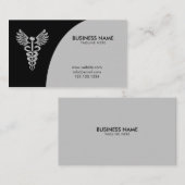 Modern Black & Grey Caduceus Pharmaceutical Visitekaartje (Voorkant / Achterkant)