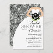 Modern Black Grey floral Bride Vrijgezellenfeest Kaart (Voorkant / Achterkant)