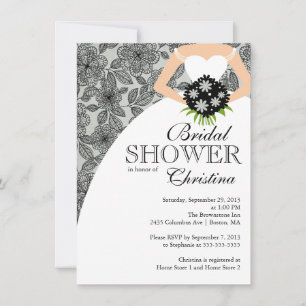 Modern Black Grey floral Bride Vrijgezellenfeest Kaart