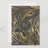 Modern Black Grey Gold Marble Swirl Birthday Kaart (Achterkant)