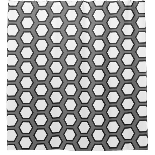 Modern Black Grey Hexagonal Honeycomb Geometric Douchegordijn (Voorkant)