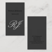 Modern Black Grey Monogram Visitekaartje (Voorkant / Achterkant)