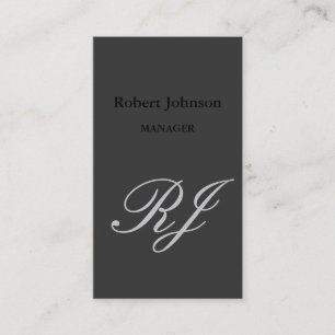 Modern Black Grey Monogram Visitekaartje