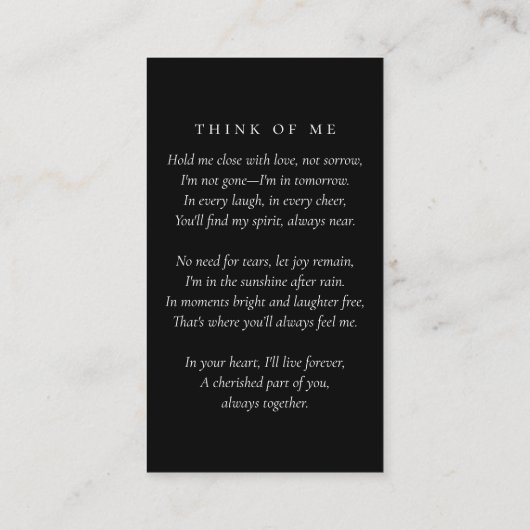 Modern Black Grey Photo Memorial Prayer Kaart Contactkaartje (Achterkant)