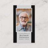 Modern Black Grey Photo Memorial Prayer Kaart Contactkaartje (Voorkant)