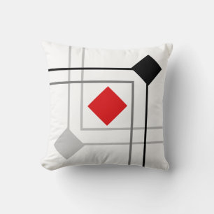 Modern Black Grey Red Squares Kussen