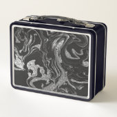 Modern Black Grey Silver Glitter Marble (Achterkant)