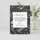 Modern Black Grey Silver Glitter Marble Bedankkaart (Staand voorkant)