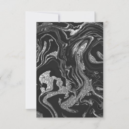 Modern Black Grey Silver Glitter Marble Bedankkaart (Achterkant)