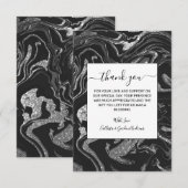 Modern Black Grey Silver Glitter Marble Bedankkaart (Voorkant / Achterkant)
