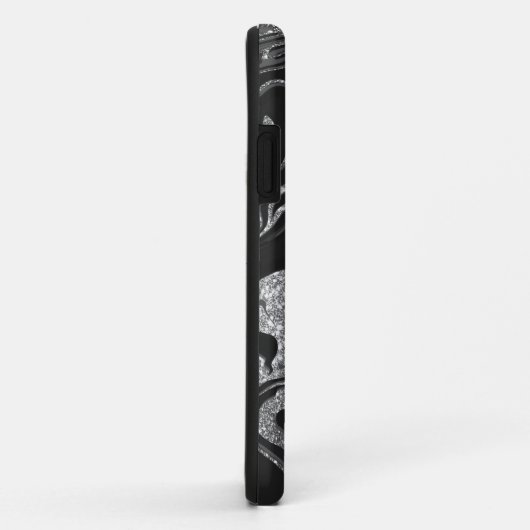 Modern Black Grey Silver Glitter Marble Case-Mate iPhone Case (Achterkant/rechts)