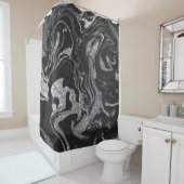 Modern Black Grey Silver Glitter Marble Douchegordijn
