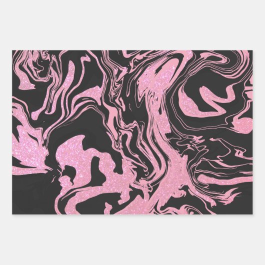 Modern Black Grey Silver Glitter Marble Inpakpapier Vel (Voorkant 3)