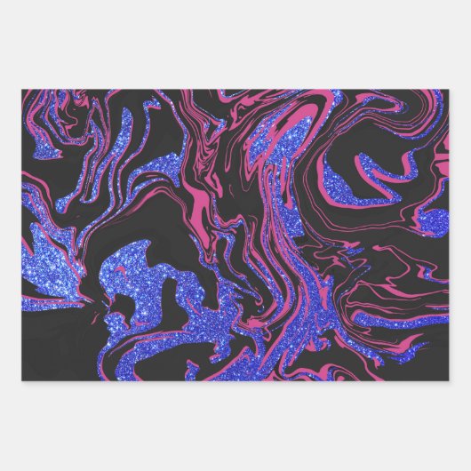 Modern Black Grey Silver Glitter Marble Inpakpapier Vel (Voorkant 2)