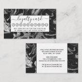 Modern Black Grey Silver Glitter Marble Klantenkaartje (Voorkant / Achterkant)