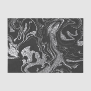 Modern Black Grey Silver Glitter Marble Tissuepapier
