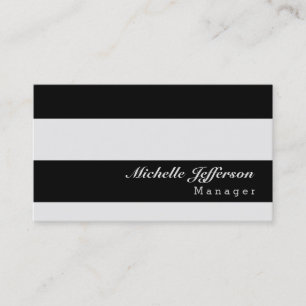 Modern Black Grey Stripe Pattern Visitekaartje