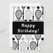 Modern Black & Grey Tennis Player Coach Birthday (Voorkant / Achterkant)