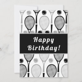 Modern Black & Grey Tennis Player Coach Birthday
