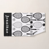 Modern Black & Grey Tennis Player Coach Dad Name Handdoek (Handdoek)